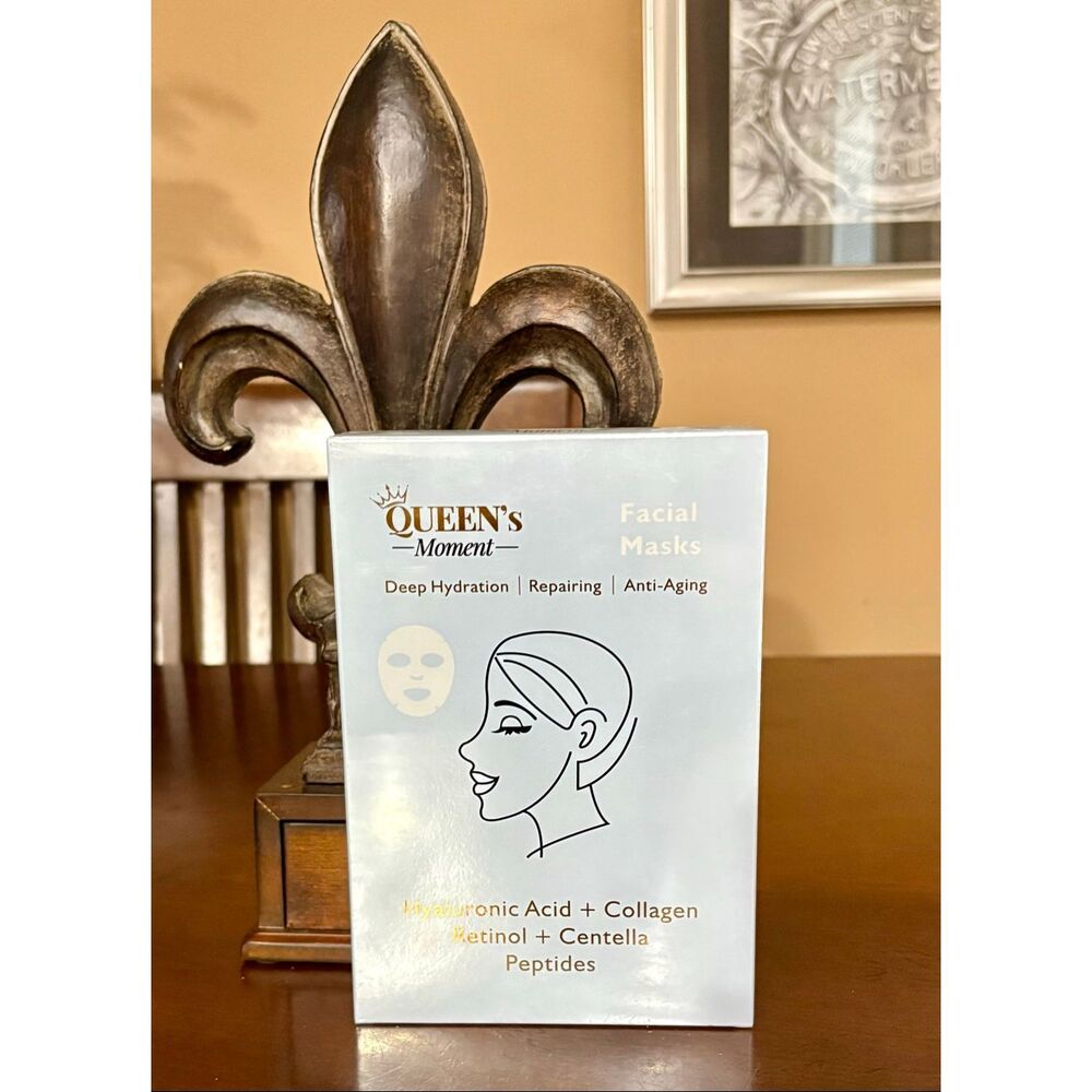 QUEEN'S MOMENT - NWT & Sealed - 5 Essence Facial Masks w/Hyaluronic Acid & More